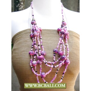 5 Strand Beading and Pearls Stone Necklaces